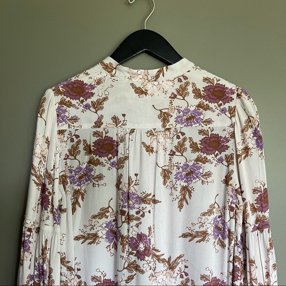Free People Easy Girl Bell Sleeve Floral Blouse XS - Picture 12 of 16